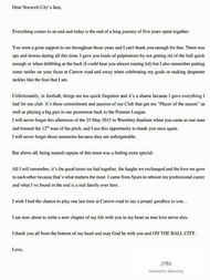 Bassong's heartfelt farewell letter to Norwich fans.